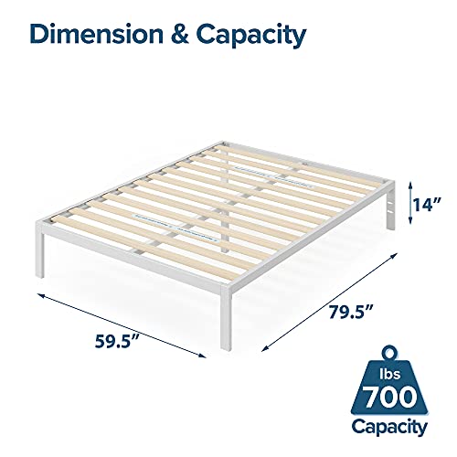 Image of Zinus Mia Metal Platform Bed Frame, Wood Slat Support, No Box Spring Needed, Easy Assembly, White, Queen