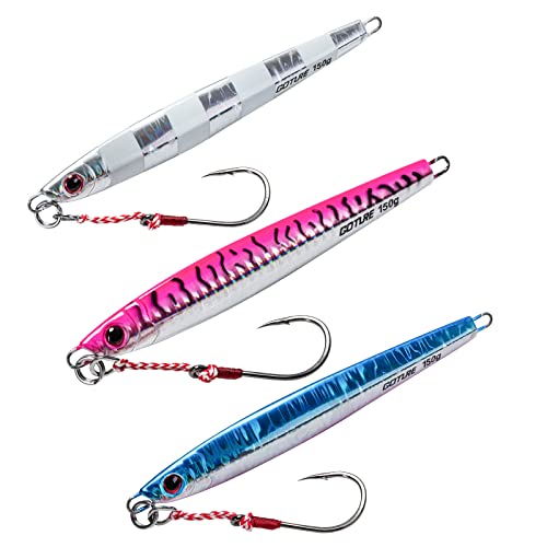 Goture Fishing Jigs Saltwater,3PCS 150g Vertical Jigs with Assist Hook