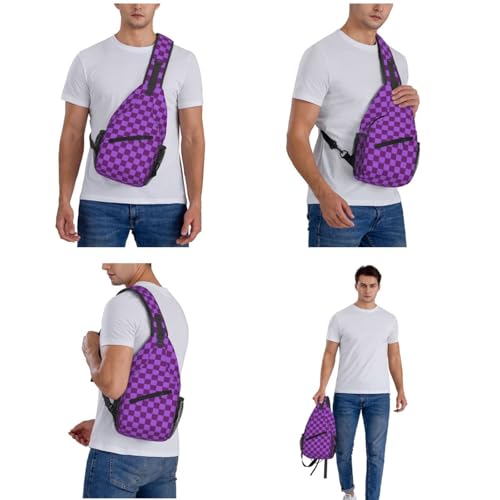 Image of Crossbody Bag Sling Bag Backpack Chest Bags Shoulder Bag for Women Men Elegant Purple Plaid Tartan