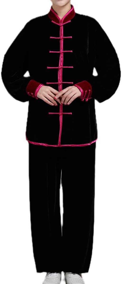 HEARTTOUCH Unisex Velvet Tai Chi Uniform Chinese Traditional Kung Fu Clothes Tang Suit Qi Gong Martial Arts Shaolin Costume