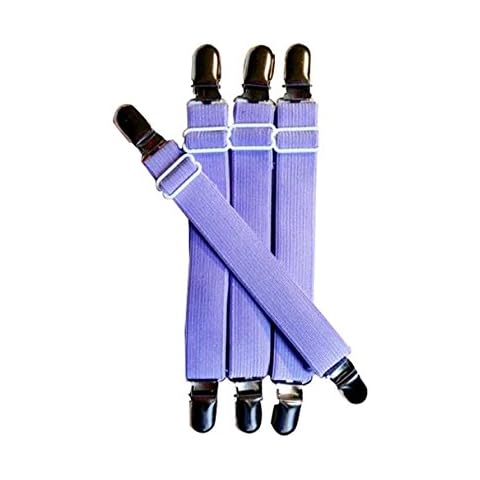 Glield Adjustable 4-Piece Sheet Mattress Corner Straps, Bed Suspender Gripper/Holder/Fastener for Your Bed BDJ03 (Purple) Cover