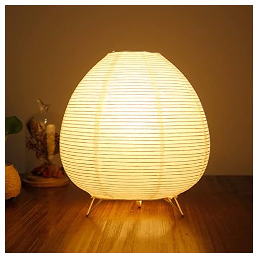 XENOID White Rice Paper Lamp - Paper Lantern Lamp Handmade Paper Table Lamp Paper Bedside Table Lamp Modern Paper Desk Lamp for Nightstand, Dresser, Living Room, Kids Room, Dorm, Office Paper Lamp