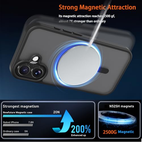 Image of Magnetic for iPhone 17 Phone Case, [Compatible with MagSafe], Screen Protector X1, [Military Grade Drop Protection],Matte Finish,Slim,Shockproof,Protective (Black, iPhone 17)
