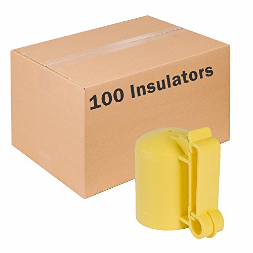 Zareba ITCPY-Z T-Post Safety Cap and Insulator, Yellow, 100 Insulators - Electric Fencing T-Post Insulator & Safety Cap