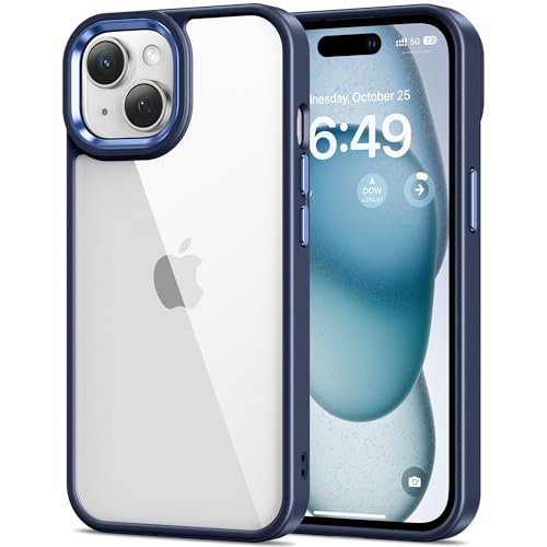 Image of HOOMIL Case for iPhone 15 Plus 6.7-Inch, Anti-Yellowing, Drop Protection, Anti-Scratch Transparent Hard Back Phone Cover (Blue)