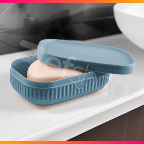 Saboneteira Porta Sabonete Banheiro Lavabo Com Tampa à Prova d'Água (Azul)