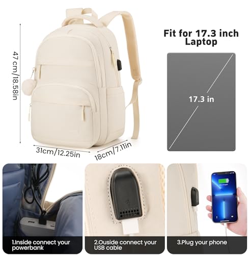 Image of YAMTION 17.3 Inch School Bag for Women Girls,Laptop Backpack for College Students Secondary School Bags Book Bag Back Pack,Mochilas Mujer Morrales Escuela
