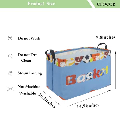 Image of CLOCOR Collapsible Fabric Storage Container, Waterproof Toy Bin with Handles, Gift Basket (Blue)