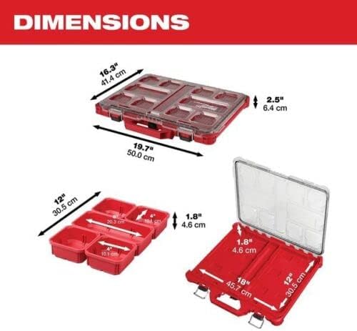 Miniatura 3 de for Milwaukee Tool 48-22-8431 Organizador de paquetes con 10 compartimentos, color rojo