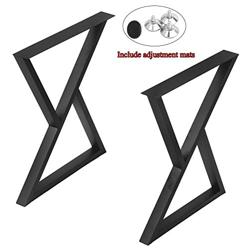 MBQQ 2 Pcs Rustic Triangle Shape Table Legs, Heavy Duty Metal, Dining & Desk, Industrial Modern, DIY Cast Iron Bench Legs (H28'xW35') - Thumbnail 2