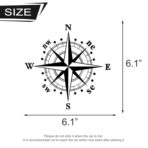 Image of 2 PCS Compass Car Stickers Compass Shaped Car Decal Decorative Sticker Car Sticker for Car Truck SUV Off-Road Vehicles (Black)