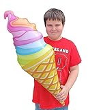 Zugar Land Rainbow Ice Cream Cone Inflates (33') Vinyl. (1 Pack) Colorful Large Huge Soft Ice Cream Swirl Display Decor Balloon