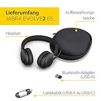 Jabra Evolve2 65 Wireless PC Headset – Noise Cancelling UC Certified Stereo Headphones with Long-Lasting Battery – USB-A Bluetooth Adapter – Black – Ansicht 9
