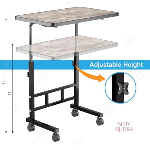 Image of Multi-Purpose Laptop Table, Study Table| Heavy Duty Bed Table| Adjustable for Height, Portable for Office, Work Form Home | DIY Table, Easy to Asembl (Adjustable MARBLEDARK)