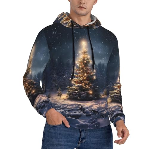 Sweat à capuche imprimé arbre de Noël vêtement toutes saisons noir taille S