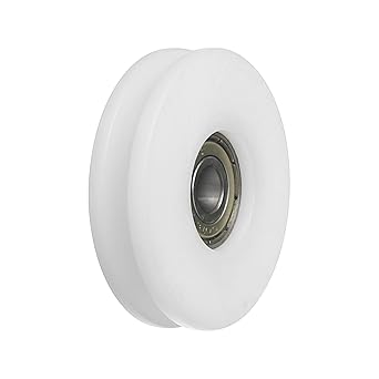 Bettomshin 1Pc Nylon Plastic Pulley U-Shape Groove Wheel, 8x50x12mm Guide Bearing Pulley Rail Ball Wheel for Driving Mechanical Equipment, Doors and Windows White