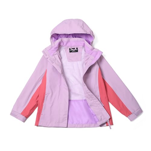 Image of YINGJIELIDE Boys Girls Waterproof Rain Jackets Kids Easy to Fold Windbreaker Lightweight Outdoor Hooded Raincoat