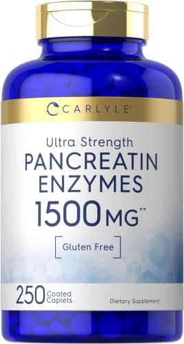 Carlyle Pancreatin Digestive Enzymes | 1500mg | 250 Caplets | Non-GMO, Gluten Free | High Potency Formula