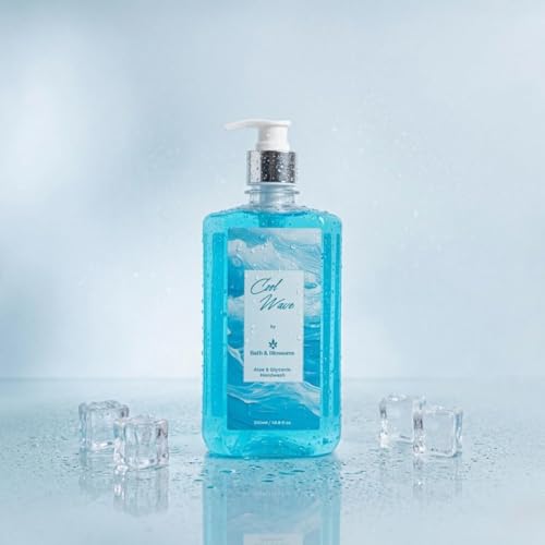 Image of Bath & Blossoms Cool Wave Hand Wash 500 ml | Aloe Vera & Glycerin | Enriched with Rice & Cucumber Extract | Hydrating & Gentle Daily Cleanse | Fresh Aquatic Minty Fragrance | Antibacterial formula | Vegan, Cruelty Free & 100% Paraben Free | Luxurious Hand Care