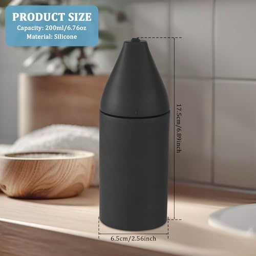 Image of Silicone Dish Soap Dispenser, Reusable Soap Dispenser, Easy to Fill to Use Dish Soap Squeeze Bottle, 200ml Dishwashing Liquid Dispenser Portable Hand Soap Bottle for Kitchen Sink (Black 01)