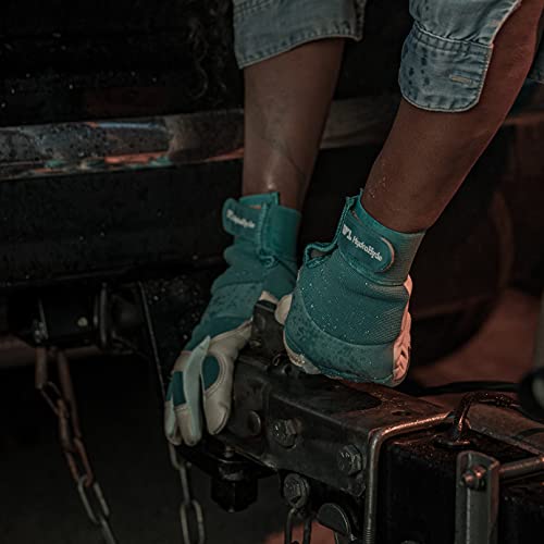 Wells Lamont Women's Hybrid Work/Gardening Gloves | Water-Resistant Hydrahyde Leather |Aqua, Medium (3204M) #TOP4