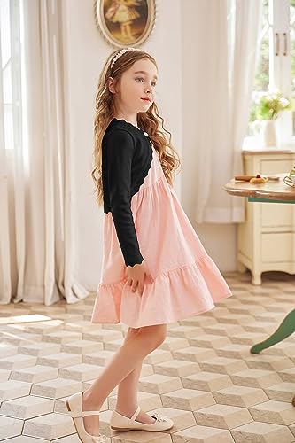 Image of Arshiner Girls Open Front Bolero Shrug Kids Long Sleeve Cropped Elegant Cardigan Knit Sweater