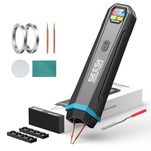 SEESII Battery Spot Welder: Rechargeable Battery Welder with Visual Display, 3360W Max Power with 1-99 Gears, Copper Tips, Portable Spot Welder for Lithium Battery (DIY, Repairs, Outdoor Use)