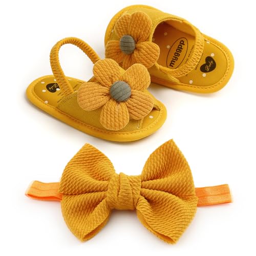 Baby Girls Mary Jane Flats Floral Cotton Sandal And Headband Princess Wedding Dress Shoes Newborn Infant Crib First Walkers Prewalker2