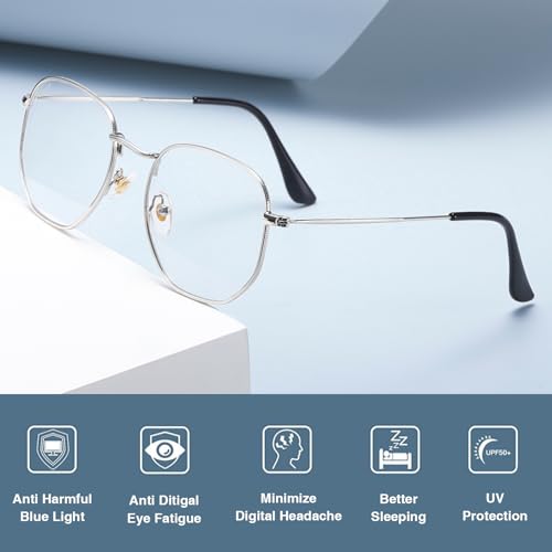Image of WAZIR Metal Blue Light Blocking Glasses For Women /Men, Computer Glasses, Gaming Glasses, Anti Eye strain, UV Filter Lenses