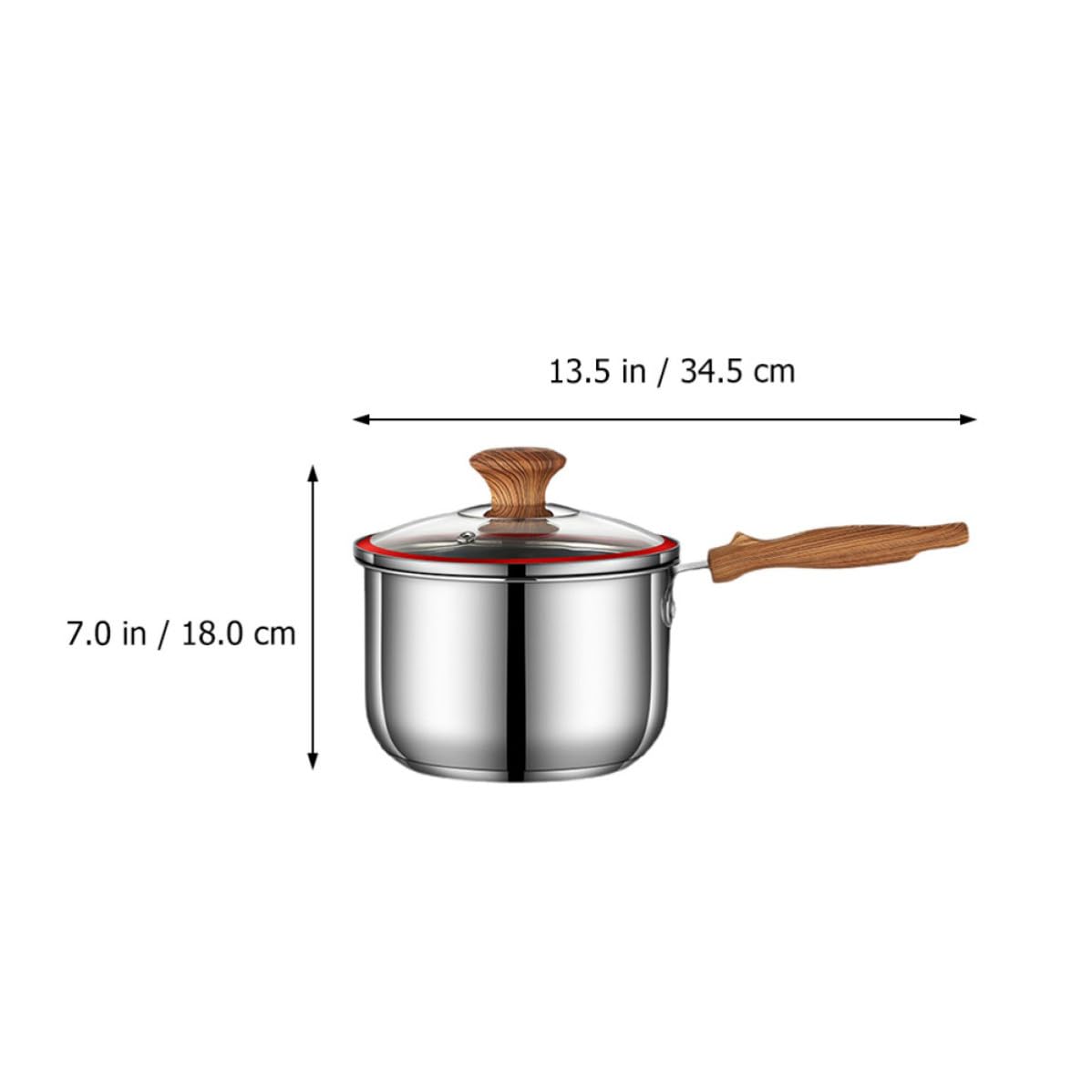 Olla de Leche de Acero Inoxidable para Cocinar Alimentos Infantiles con Mango de Madera Cómodo Rebabas, Adecuado para Preparar Sopas y Guisos en Casa