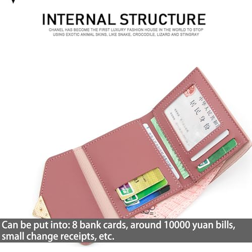 Short Wallet for Women PU Leather Coin Purse Portable Card Slots Change Pocket Suitable for Various Uses, app. 11.5x2x9cm /4.52x0.78x3.54in, Black4