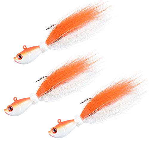 Last Cast Tackle Angelköder für Bucktail-Angeln, 28-57 g, Orange / Weiß, 3 Stück, 1.5 Ounce - 3 Pack Cover