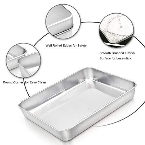 HaWare Baking Tray Set of 2, 31.5 x 24.8 x 5cm Rectangle Cake Tin Stainless Steel Oven Tray - Image 2