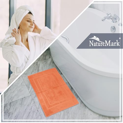 NatureMark 2er Pack Badvorleger | Premium Qualität | 100% Baumwolle | 50 x 80 cm | Duschvorleger Duschmatte Doppelpack | Farbe: Terrakotta