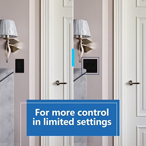 Image of LIDER Lighted Double Switch with Screwless Wall Plate, Combination Frameless Decorator Switch with Locator Light, Ground Terminal Single Pole, 15A 120V, UL Listed, Thermoplastic, Matte Black, 2-Pack