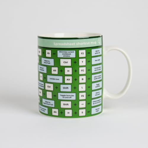 Gift Republic Ceramic GR490116 Shortcut Spreadsheet Mug, Green, White