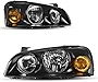 AUTOSAVER88 Headlight Assembly Compatible with 2004 2005 2006 Hyundai Elantra Black Housing Clear Lens Headlamp Driver and Passenger Side