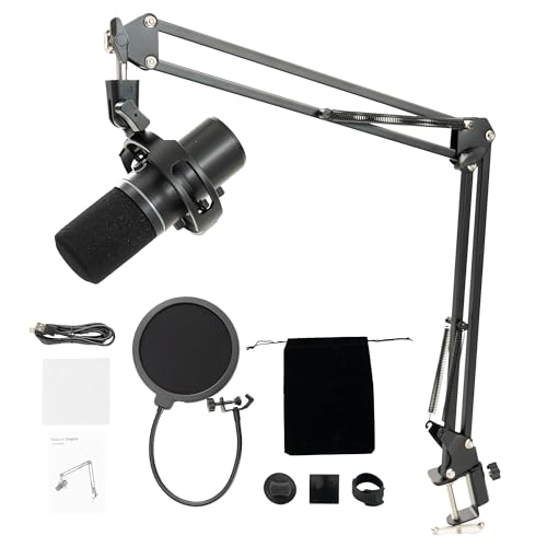 Nature Depot ゲーミングマイク 高感度コンデンサーマイク USB/XLR 両対応 【ゲーム音/VC音量 ミキシング機能搭載】 マイクアーム フルセット 単一指向性 配信 宅録 実況 Discord PS4/PS5 PC (ブラック)