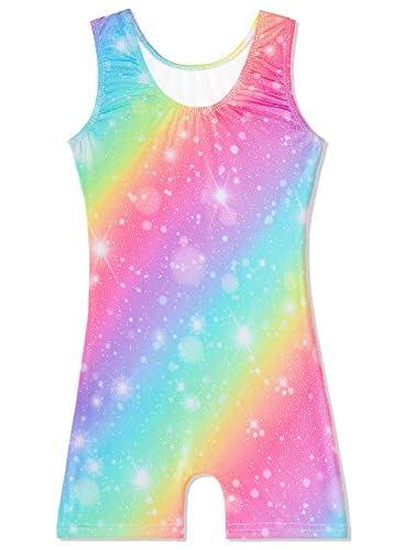 Leotards for Girls Gymnastics Toddler Dance Biketards Mermaid Unicorn Athletic Dance Wear Shiny Rainbow Blue Hotpink