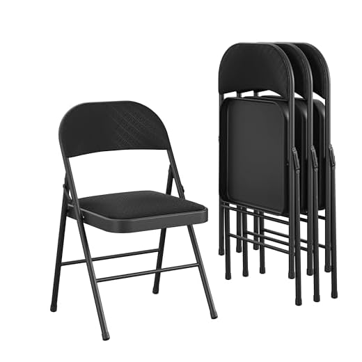 Cosco Fabric Folding Chair Black (4-pack)