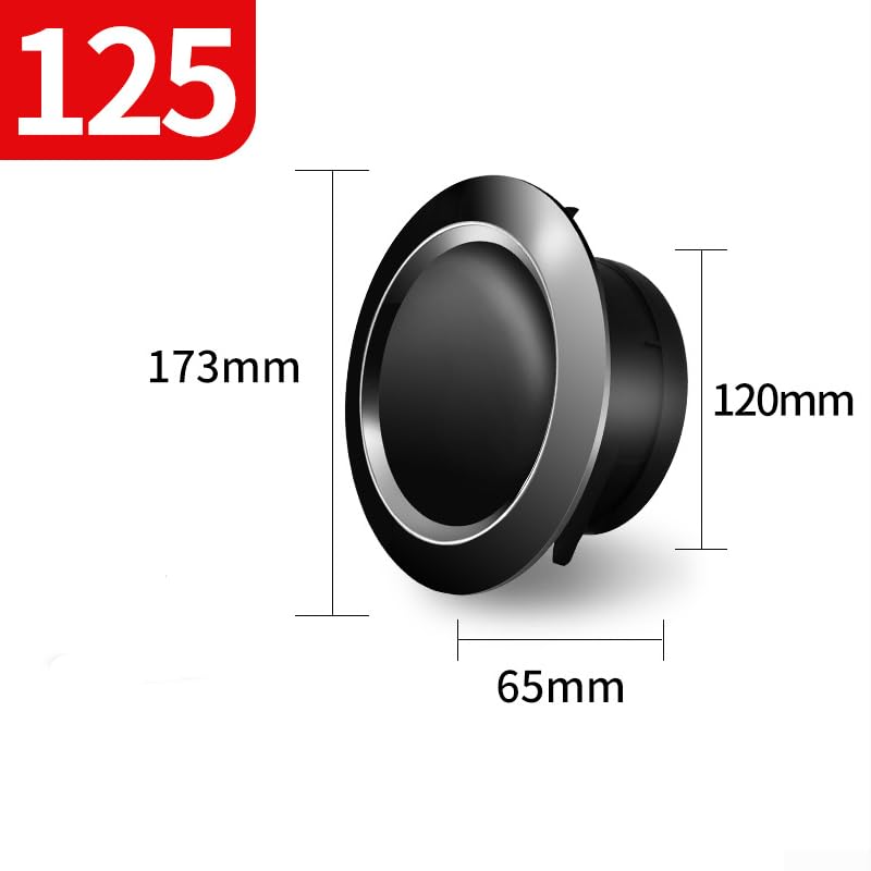 Bocchetta di scarico rotonda in ABS, nera, per cucina, bagno, 100 mm, 125 mm, 150 mm, 200 mm, varie applicazioni (125 mm)