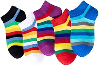 Girls No Show Seamless Socks Rainbow Cotton Stripes Socks Kids Low Cut Athletic Socks For School
