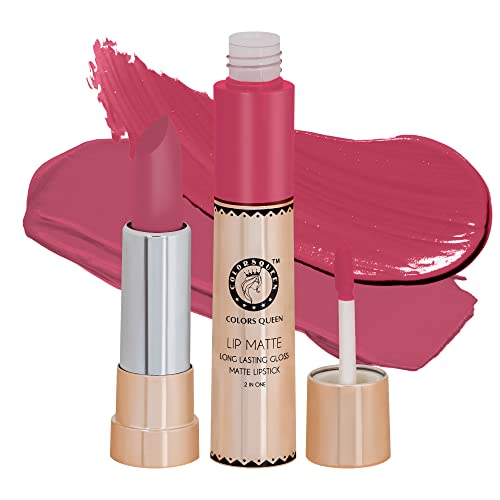 Image of Colors Queen 2 in 1 Matte Lipstick | Lip Matte | Long Lasting Gloss, Waterproof, Non Transferable| (43 - Collage Girl, 8g)