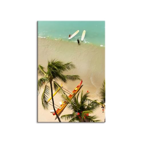 キャンパス パネル ワイキキ アートパネル ビーチ 海 風景 写真 木枠付きの完成品 アート キャンパスアート 壁掛け プリント フォト グラフィック ウォール デコレーション 北欧 インテリア おしゃれ リゾート サーフ ハワイ 西海岸 (70x100c