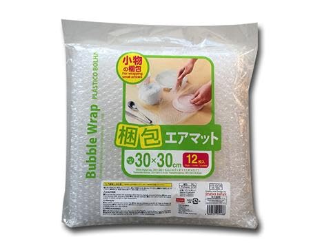 DAISO Bubble Wrap Sheets | 12-Piece Protective Packaging | 30 × 30 cm | Lightweight Shock-Absorbing Wrap for Packing & Shipping