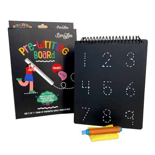 Image of Berrybee 6-in-1 Montessori Pre-Writing Board for Kids 2-6 Years | Alphabet, Numbers, Shapes & Hindi Varnmala Tracing Board | Reusable Handwriting Practice & Fine Motor Learning