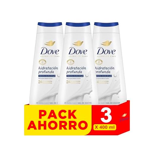 Dove Advanced Care Gel De Ducha Hidratación Profunda Hidratantes Naturales, 3 x 400 ml