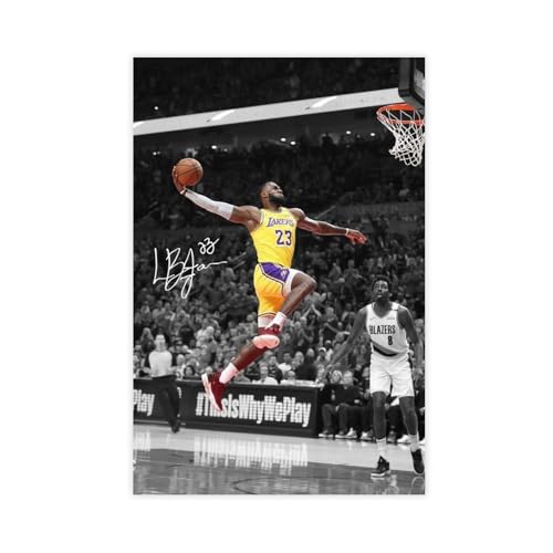 GJHTQLP Póster de LeBron James en lienzo, póster para decoración de recámara, 12 x 18 pulgadas (30 x 45 cm)