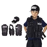 [Barsado] ハロウィン 仮装 コスプレ SWAT スワット 子供 キッズ ベスト 帽子 男性 衣装 コスチューム ポリス 警察 タクティカルベスト ミリタリー アーミー キャップ （ベスト+帽子） 2点セット 男女兼用