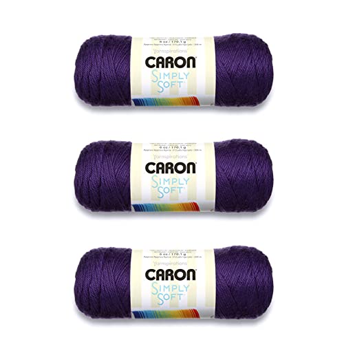 Image of Caron Simply Soft Purple Yarn - 3 Pack of 170g /6oz - Acrylic - 4 Medium (Worsted) - 315 Yards - Knitting /Crochet